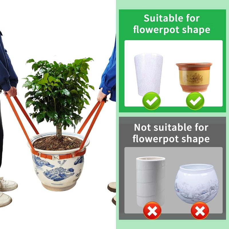 BBpara Potted Plant Mover，Plant Lifting Straps for Garden Flower Pots, Planters，Rocks, Trees，Easily Lift and Move Heavy Items Up to 150 Pounds，Small Size, Orange, Patent Pending - Image 5